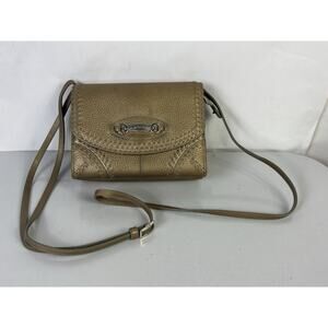 Brighton Gold Pebble Leather Bifold Organizer Crossbody 7.5” x 5.5”